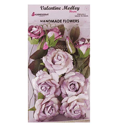 immix Indian Rose Violet Handmade Paper Flowers for Mixed Media Scrap Booking/Card Making/DIY Craft Flowers………