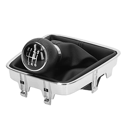 Keenso Pommeau de Levier de Vitesse Voiture 6 Vitesses pommeau de Levier de Vitesse avec Botte en Cuir PU pièces de Rechange intérieures Automobiles Casquette Noire Cover