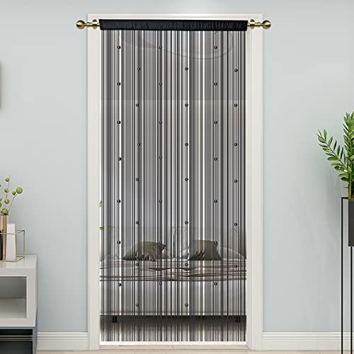 LaSyL Beaded String Curtains for Doorways, Black 39 x 110 inches, Crystal Beads Screens Home Privacy Decor, Suitable for Living Room Partition Closet Doors Hallway Entrance