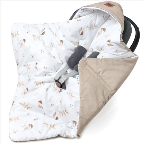 Pepi Hasenmuster Babyschale Einschlagdecke 90x90 Beige