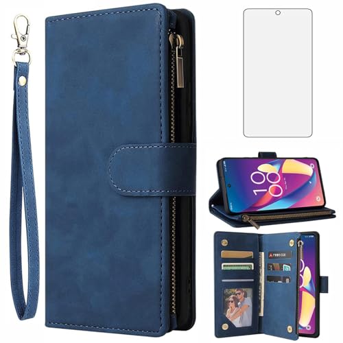 Étui portefeuille TCL 50 XL 5G antichoc avec vitre écran pour éviter les bris