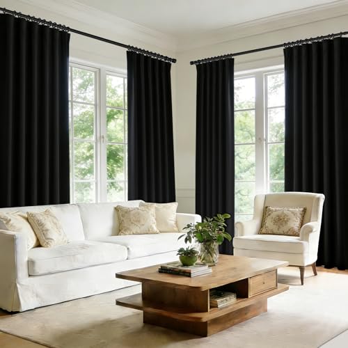 Image of Room Divider Blackout Curtain Track Curtains Wall Dividers Panels Screen for Living Rooms Bedroom Office Privacy Partition Separation, W52 x L96 Inch,1 Panel, Black