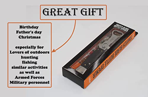 Caliber Gourmet Switchblade Bottle Opener, Folding Stainless Steel, Switchblade Knife, Camping, Hiking, Kitchen Bbq Grill Picnic Flatware Utensil - Accessory For Bartenders & Outdoor Enthusiasts #TOP4