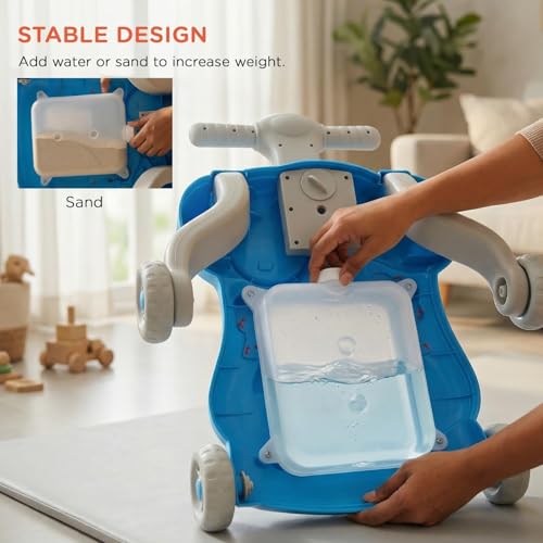 Image of Baybee Lilo Baby Walker for Kids, Baby Push Walker with Music, Rotating Gears & Grip Handle | Activity Kids Walker for Baby Toddlers | Walkers for 0 to 2 Years Boy Girl (Blue)