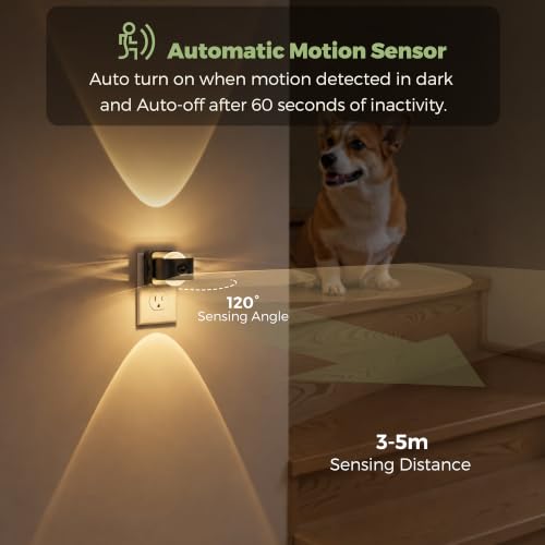 Image of L LOHAS LED Motion Sensor Night Light, Projector Night Lights Plug in Wall | Motion Activated & Light Sensor, 0-150lm Dimmable Nightlight, Rotating Plug in Nightlight for Bathroom Hallway, 1 Pack