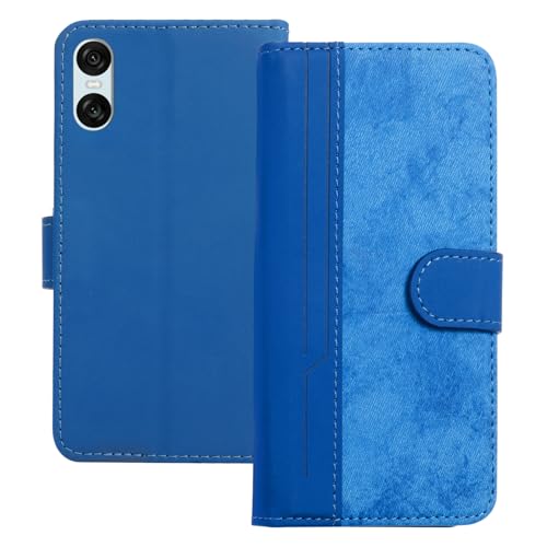 TEDTIKJT Sony Xperia 10 VI�P�[�X �蒠�^ XQ-ES44 SO-52E SOG14 �P�[�X �g�уJ�o�[ �S�ʕی� ����PU���U�[�ƃf�j���̑g�ݍ��킹�f�U�C�� xperia 10 vi �蒠�^�P�[�X �J�[�h���[�|�P�b�g ���u���X�^��
