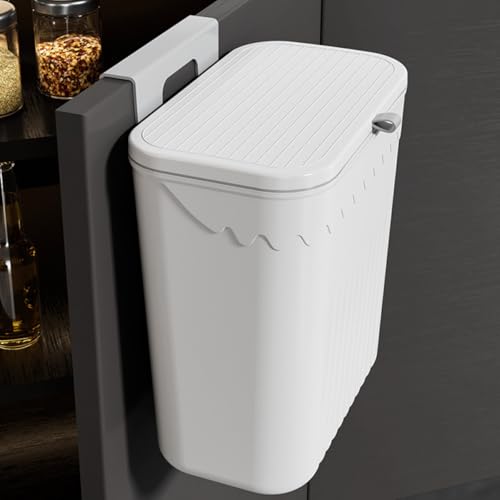 Caneca colgante para basura con tapa, blanca miniatura 6
