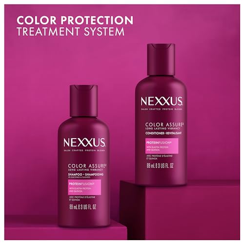 Nexxus Shampoo, Color Assure, Travel-Size 3-Pack – Replenishes and Extends Hair Color Vibrancy, 3 Oz Ea