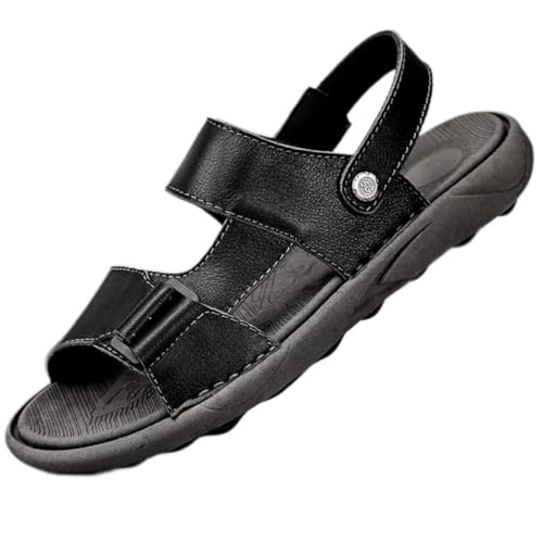 Beach Sandals Leather Sandals for Men Outdoor Walking Sandals Comfortable Men Shoes(D,45 Code)