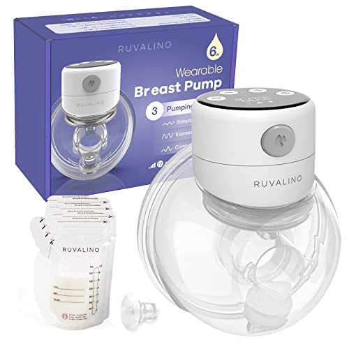 Image of Wearable Breast Pump, RUVALINO S12A Portable Electric Breast Pump Hands Free with 3 Modes & 12 Levels, Smart Display, 24mm Comfortable Flange, Breastfeeding Essentials Baby Registry (Pack of 1)