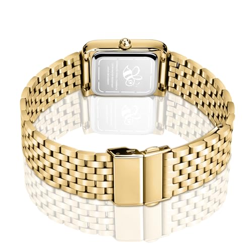 Image of Asan Ge Watches for Women Vintage Bracelet Roman Dial Japanese Movement Rectangular Case Watch 3ATM Waterproof Self-Adjust Watch Size Without Tools