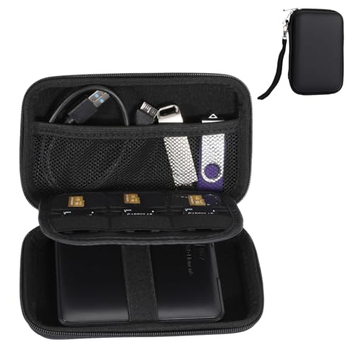 GARRULAX Gadget Case Waterproof Double Layers All-in-One Designed for External Hard Drive,USB Flash Drives,SD Card,Power Banks with Hand Strap (Black)