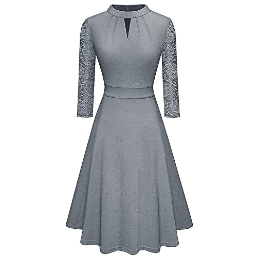 Robe creuse col montant jupe trapèze évasée tendance chic