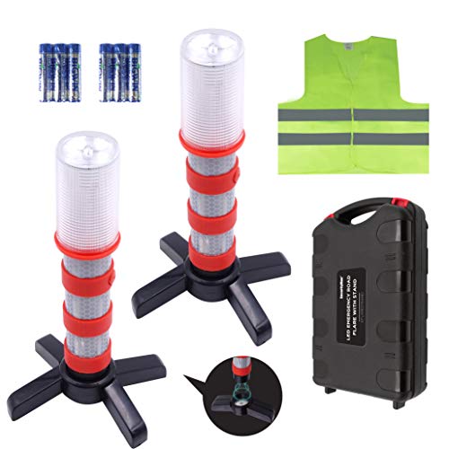 Securityman LED Road Flares (DOT Approved 2 Pack) for Roadside Emergency & Hazard