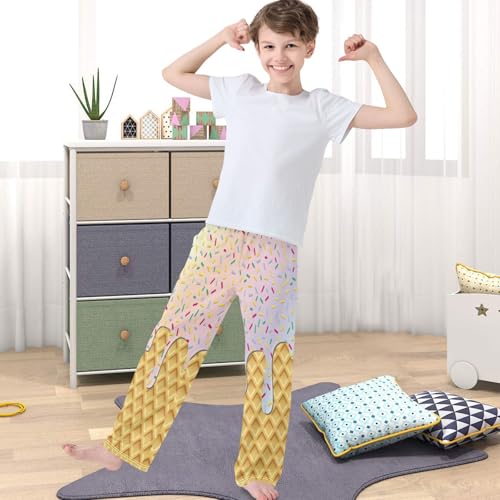 Boys' Pants Pink Ice Cream Drip Joggers Elastic Long Bottoms Trousers Sweatpants with Pockets Size 6-144