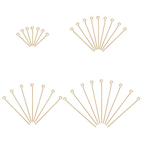 UNICRAFTALE 4 tamaos 15/30/35/40 mm Alfileres para Ojos 200 Piezas alfileres para Ojos de Acero Inoxidable Alfileres para Ojos Dorados con Bucle Abierto para Hacer Joyas Proyectos de Manualidades