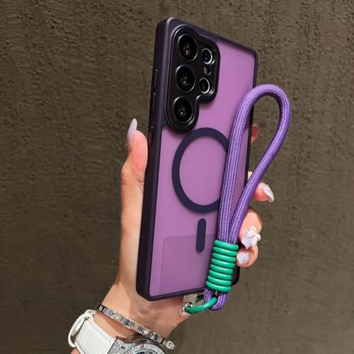 Étui magnétique Galaxy S25 anti-chute violet mat translucide