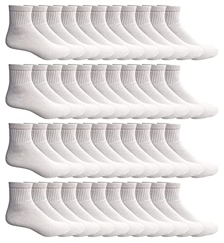 SOCKS'NBULK 60 Pairs Wholesale Bulk Sport Cotton Mens Crew, Ankle, Tube Socks, Size 10-13 (Mens - White Ankle)