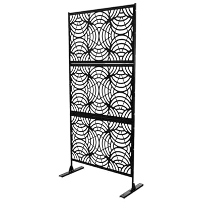Decorative Privacy Screen with Stand, Outdoor Privacy Panel,Outdoor Metal Screen with Stand | Decorative Privacy Fence Screen 74 Inch H X 35 Inch W, Freestanding Privacy Blockage for Deck, Size:2