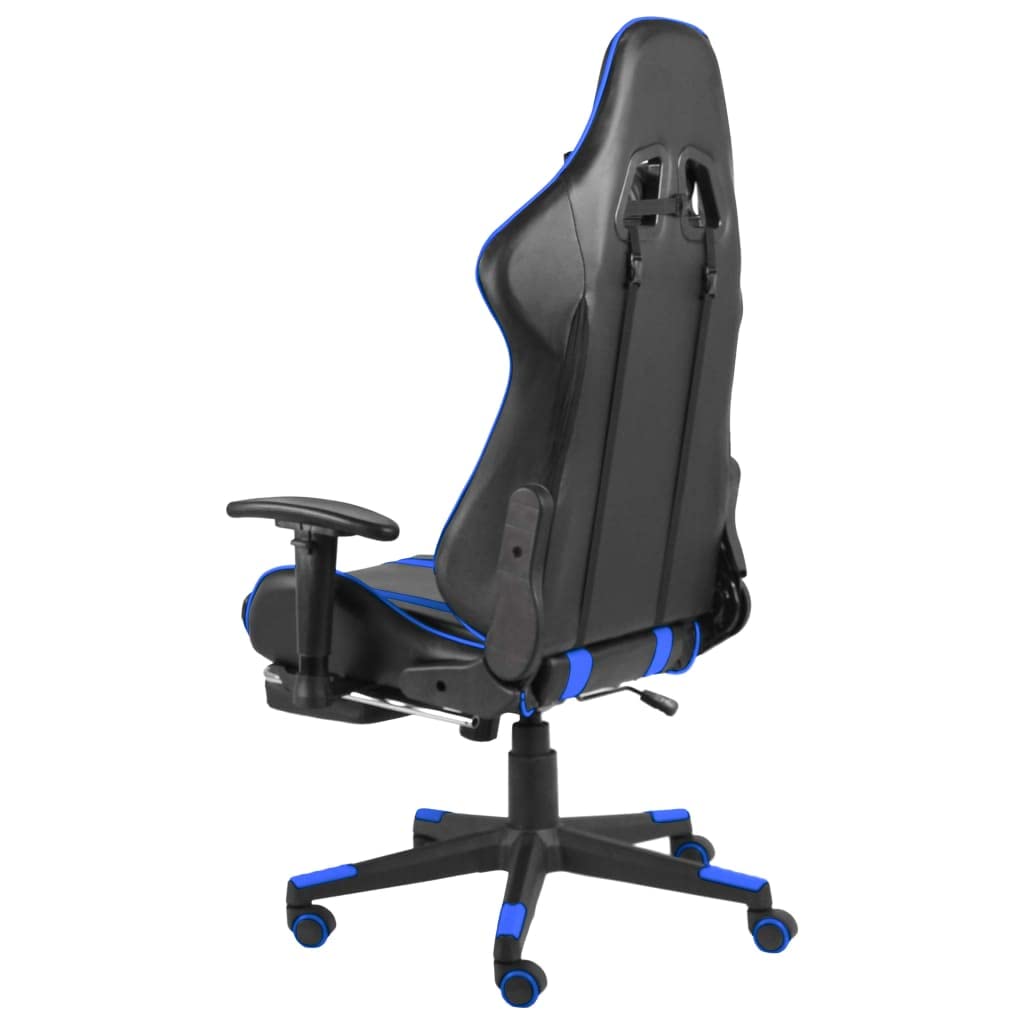 Gaming-Stuhl mit Fußstütze und Drehfunktion Blau PVC Metall ergonomisch für Büro Homeoffice Jugend PC Esport komfortabel mit Rücken- und Nackenkissen
