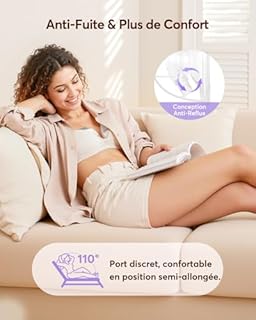 Haokoo K9 Tire Lait Electrique Main Libre avec capuchon anti-poussière - aspiration puissante, silencieux et anti-fuite, 4 modes, 12 niveaux, longue autonomie, Téterelles 17/19/21/24/27 mm (2 unités)