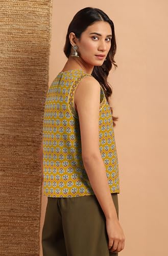 Image of Janasya Women's Cotton Floral Print Regular Top