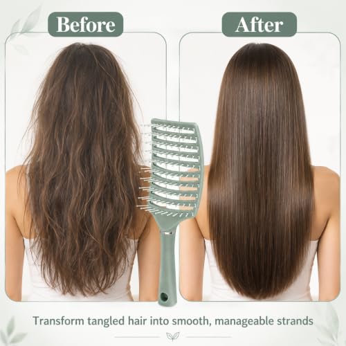 Image of Detangling Hair Brush for Women & Men, Flexible Vented Paddle Hair Brush with Rounded Tip Bristles, Gentle Scalp Massage, Wavy, Wet & Dry Hair, Salon, Home & Daily Hair Care, Pack of 1
