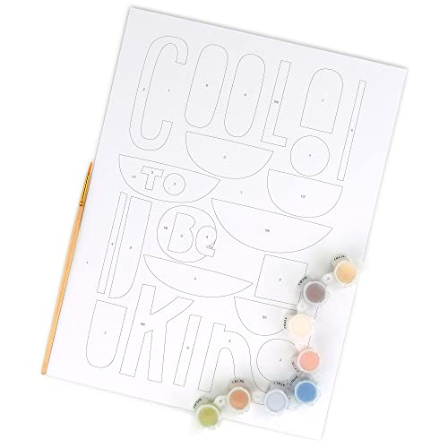 Image of PaintWorks 73-91859 Cool to be Kind Paint by Number Kit for Adults and Kids, 9 inch x 12 inch, Multicolor, 12pcs