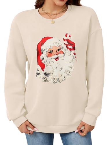 Leikar Christmas Sweatshirts For Women Retro Santa Hoodies Crewne...