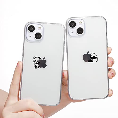 Yoedge 2 Stück Durchsichtig Hülle für iPhone 13 / iPhone 14 6,1', Transparent Handyhülle mit Aesthetic Motiv Mode Chic Muster, Ultra Dünn Weich Klar Silikon TPU Stoßfeste Bumper Schutzhülle, Panda