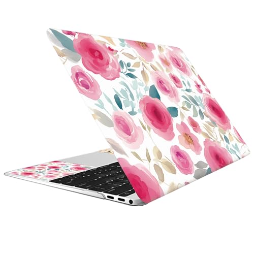 CREATCABIN Autocollant pour Ordinateur Portable June Rose Autocollant en PVC pour Ordinateur Portable Netbook PC Ordinateur Portable Universel Réutilisable Personnalisé Motif Fleurs et Plantes 38x27cm