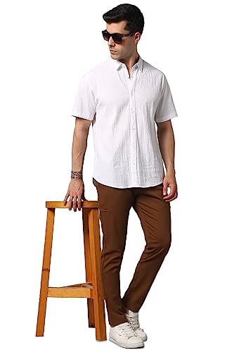 Image of Hubberholme Men's Tapered Fit Cotton Trousers, Ankle Length Elastic & Drawstring Waist Chinos