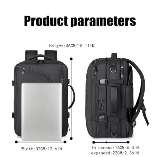 Lunapack Backpack, Vacuum Travel Back Pack with Compression, Large Capacity Waterproof Expandable Bacpacks (Black)2