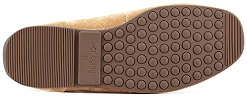 Parfeying Men's Indoor Outdoor Sheepskin Moccasins Slippers Memory Foam Driving Style Shoes3