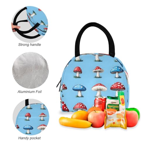 Backpack Lunch Bag Set Anime Mushrooms Print, Big Storage Travel Backpacks with Insulated Lunch Box for Office Hiking Picnic4