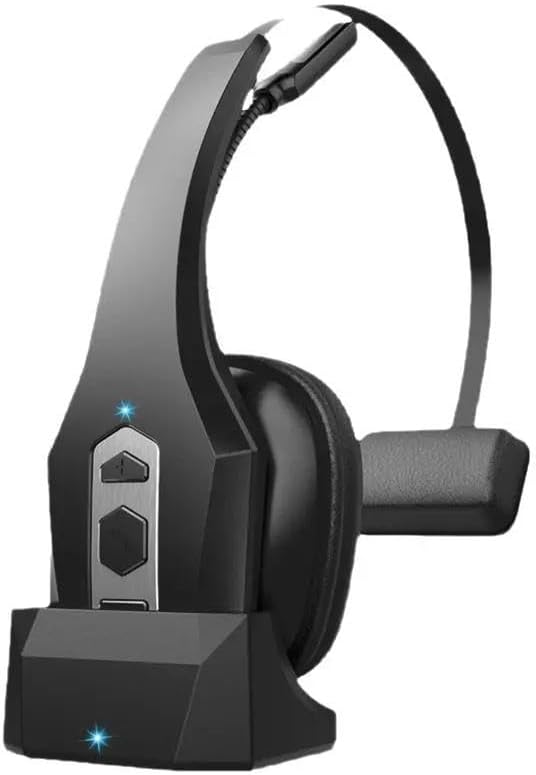 Single Ear Trucker Headset - Wireless Bluetooth 5.3 Headphones w/AI Noise Cancelling Mic, Mute Button, 60H Battery - On Ear Headset for Drivers, Office Work, Call Centers, Cell Phones & Home Use