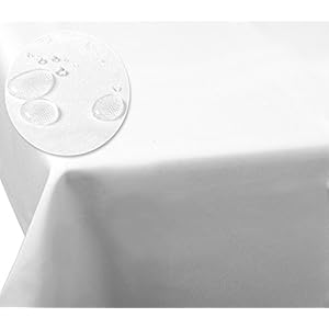 Laneetal 0800056 tafelkleed, linnenlook, waterafstotend, lotuseffect, vlekbescherming, onderhoudsvriendelijk, afwasbaar, vuilafstotend, rechthoekig, 130 x 260 cm, wit