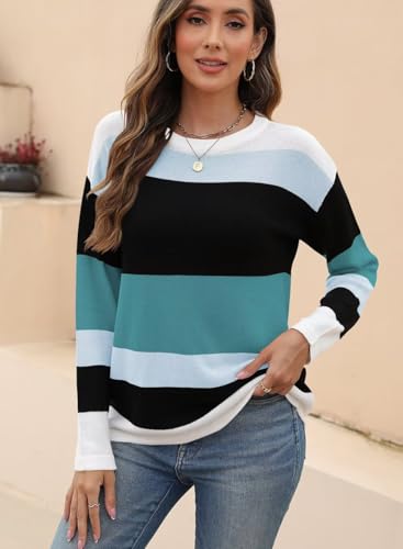 Image of QACOHU Women's Fall Sweater 2025 Crew Neck Long Sleeve Casual Pullover Knitted Sweater Tops