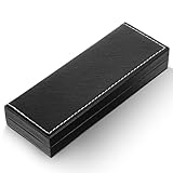 PU Leather Pen Gift Box, Long Rectangle Single Pen Display Case Empty Ballpoint Fountain Pen Case Black Leather Fancy Pencil Case Valentine's Day Gift Box for Men WomenBusiness Office Supplies