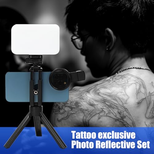 Image of Tattoo Light Tattoo Equipment and Supplies Remove Glare LED Tattoo Photography Video Lights with Clip with LED Beads and CPL Filter Lens for Taking Tattoo Photos