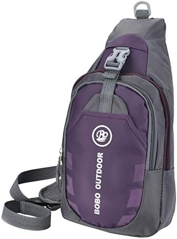 MorNon Men Chest Sling Packs Shoulder Cross Body Bag Nylon Casual Sling Shoulder Bag Sport Outdoor Travel Backpack Multipurpose Fanny Pack Anti Theft Chest Pack,Grey+Purple
