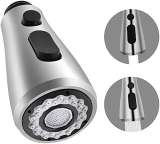 HN-3 Kitchen Faucet Sprayer Head, Angle Simple Pull Out Sink Faucet Spray Head Nozzle Kitchen Pull Down Faucet Nozzle Spout Replacement Part 2 Functions, Brushed Nickel with G1/2 thread