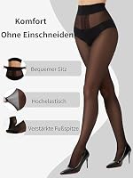 Seidiva 40 Den Feinstrumpfhose Damen Transparente Strumpfhose, Dünne Strumpfhosen mit durchgehendem Höschenteil, Reißfest Druckfreier Komfortbund, Verstärkte Fußspitze, 2x Schwarz, L-XL – Ansicht 3