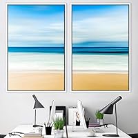 2 Piece Framed Canvas Wall Art Coastal Beach Canvas Prints Home Artwork Decoration for Living Room,Bedroom - 16