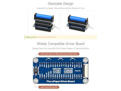 Image of Waveshare 7.5inch E-Paper E-Ink Display Module (B) for Raspberry Pi Pico 800x480 Pixels Red /Black /White SPI Interface