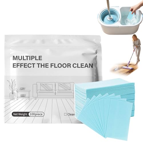 100 Pièces Nettoyant Sol,Multi-effect Tile Floor Cleaner Slice,Dissolvable Floor Cleaning Tablets,Pour Marble Wooden Laminate,Fast Dry Fresh and Comfort (Bleu-100pcs)