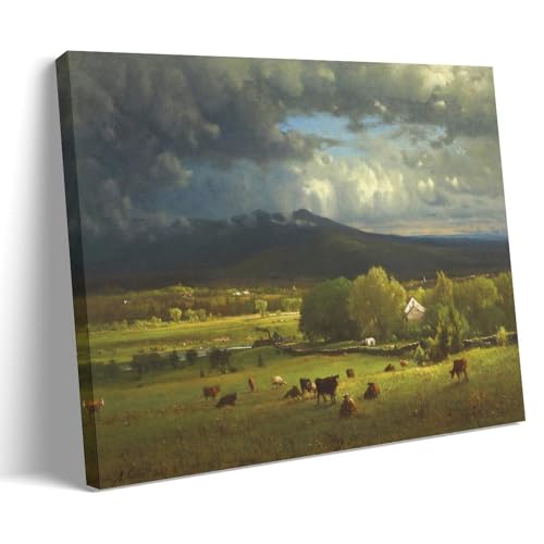 Toile George Inness Coucher de Soleil sur la Rivière : tableau pastoral rustique chic pour salon