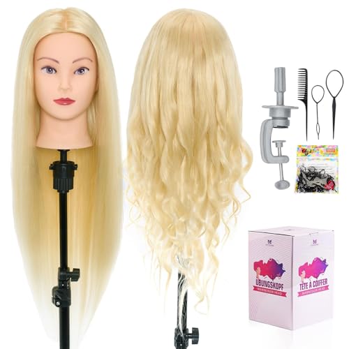 Frisierkopf,Neverland Übungskopf 71cm 60{f67a3374634fd9345ee2bfcead91bc6d90a9da97d51cd699a960c5db3d7a8b0c} Echthaar,Frisieren Trainingsköpfe für Friseure Ausbildung Kopf Mit Halter + DIY Haare Set(Gebleichtes Blondes) Frisierkopf,Neverland Übungskopf 71cm 60{f67a3374634fd9345ee2bfcead91bc6d90a9da97d51cd699a960c5db3d7a8b0c} Echthaar,Frisieren Trainingsköpfe für Friseure Ausbildung Kopf Mit Halter + DIY Haare Set(Gebleichtes Blondes)