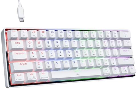 GS61 RGB-61 Pink: Tastiera Meccanica 60% RGB Con Interruttori Rossi Lineari E Tasti PBT, Cablata USB-C Per Giocatori PC