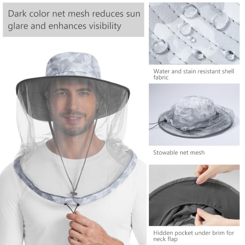 Image of BASSDASH Unisex UPF 50+ Mosquito Net Hat with Neck Flap FH17